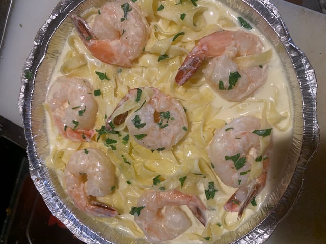 Fettuccine Alfredo with Shrimp.