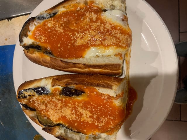 Eggplant Parmigiana Sandwich.