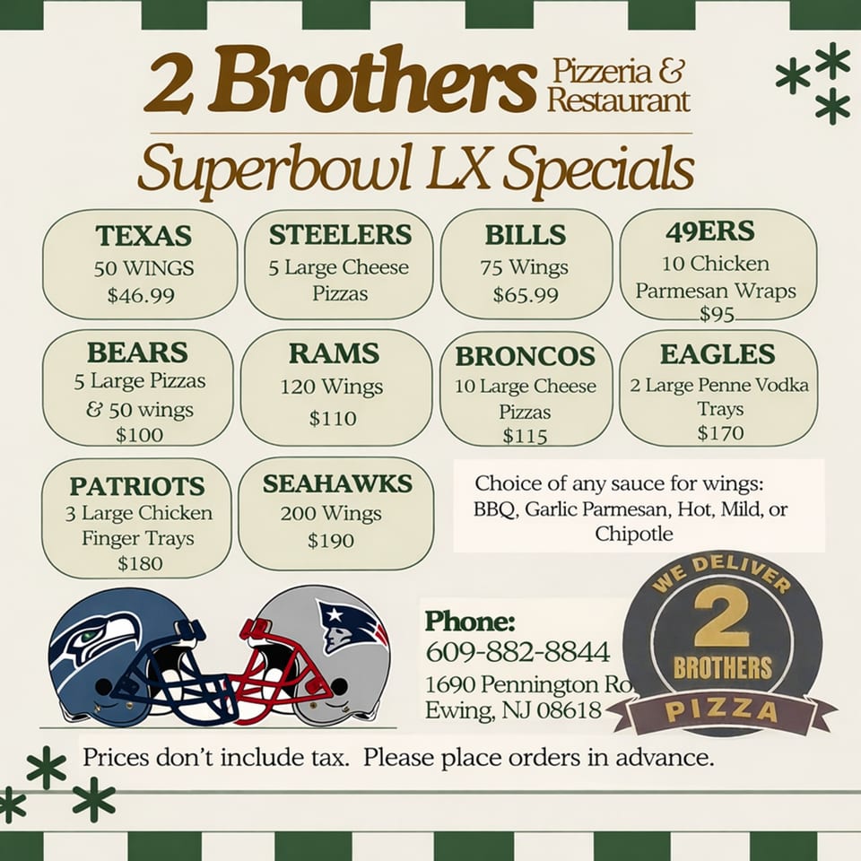 Super Bowl Specials Table