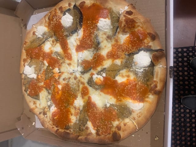 Eggplant Rollatini White Pizza.