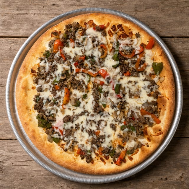 Philly Cheese Pizza.