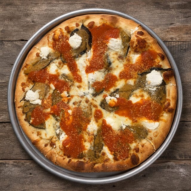 Eggplant Rollatini White Pizza.