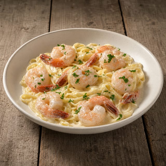 Fettuccine Alfredo with Shrimp.