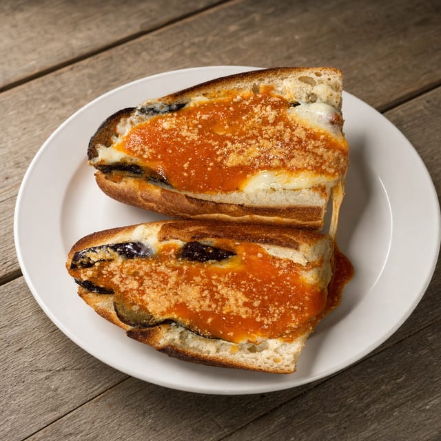Eggplant Parmigiana Sandwich.