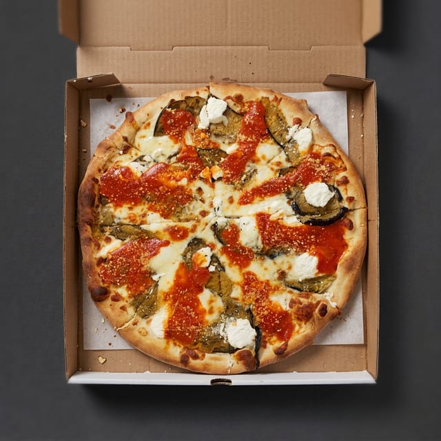 Eggplant Rollatini White Pizza.