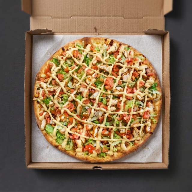 Chicken Mustard Gourmet Pizza.