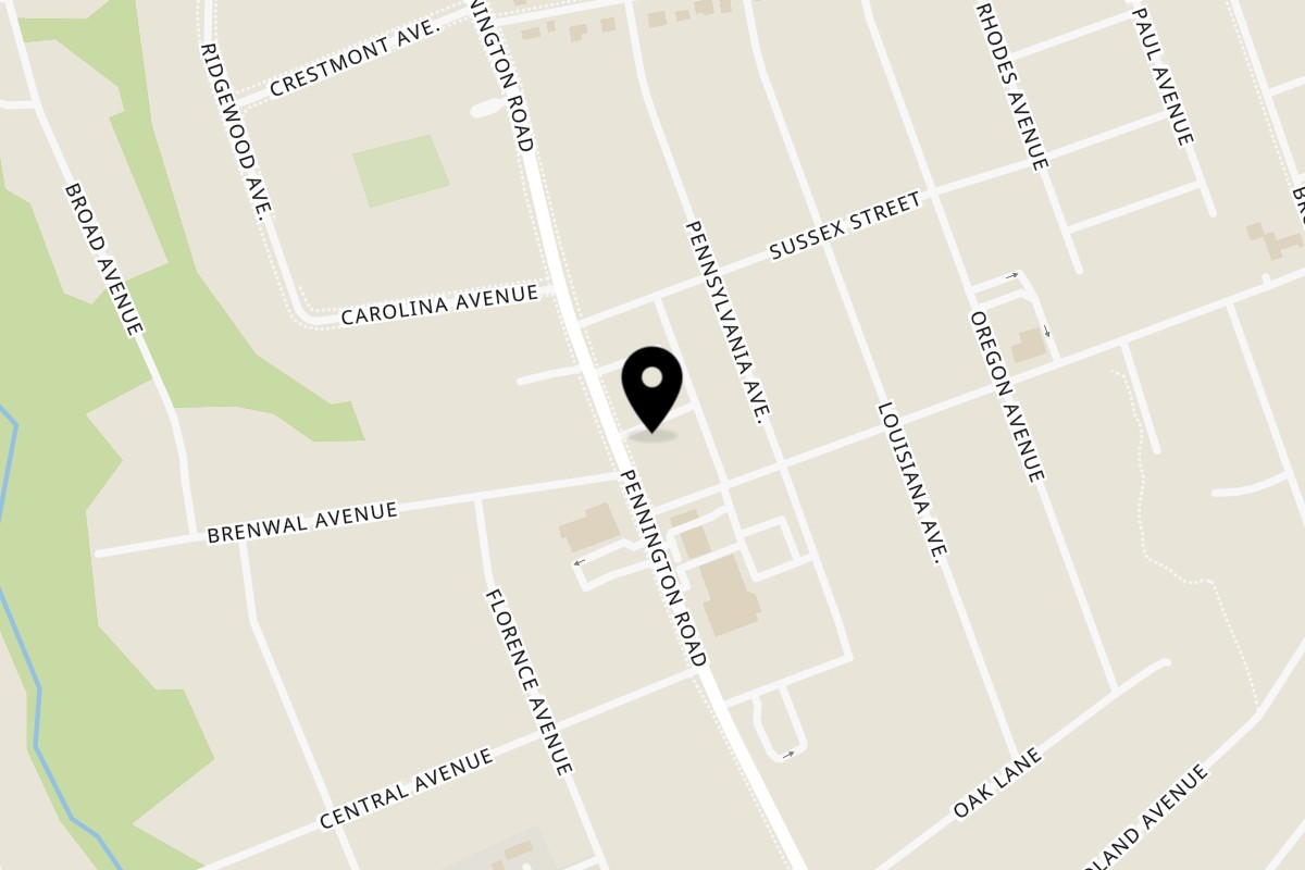 Map showing the location of 2 Brothers Pizzeria & Restaurant on 1690 Pennington Rd in Ewing Township